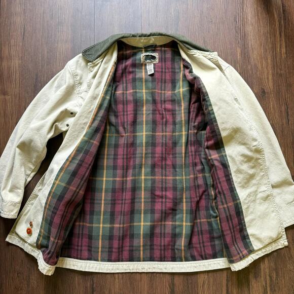 L.L. Bean Beige Cotton Chore Field Barn Hunting Jacket Coat - Size XL - Picture 2 of 8